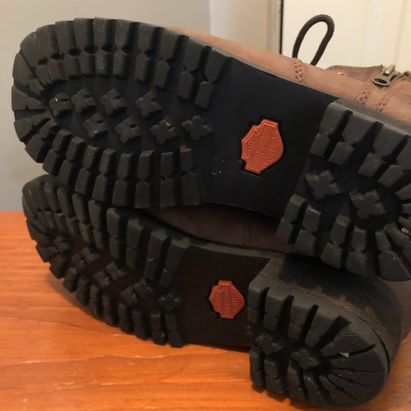 Women’s Harley Davidson Brown Leather Boots. Lace Up and Zippers on each Side. - Picture 5 of 5